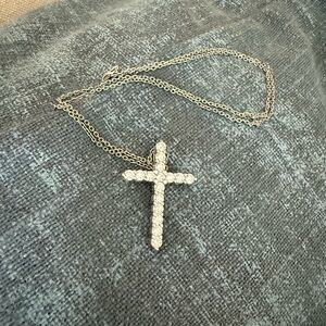 Diamond Cross Necklace Set in 14K White Gold